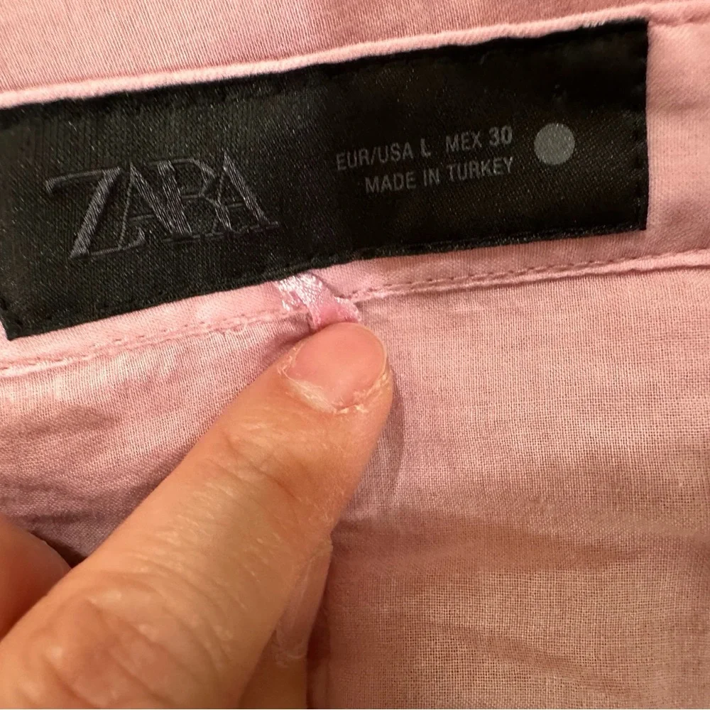Zara ZW Collection Flared Cotton Midi Skirt Pink Pleated High Waist Flowy Large - Picture 7 of 8